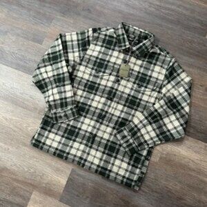 NWT Filson Deer Island Jac Shirt Men's Sz Large Cream Green Plaid 20105728